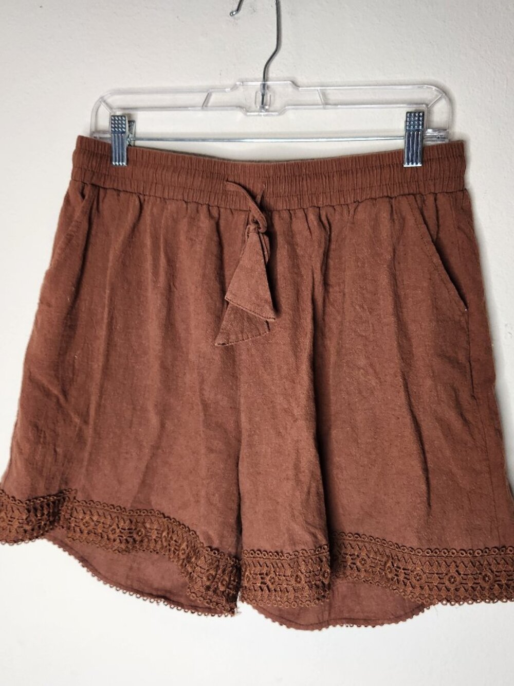 Earthbound Womens XL Brown High Rise Shorts Lace Trim